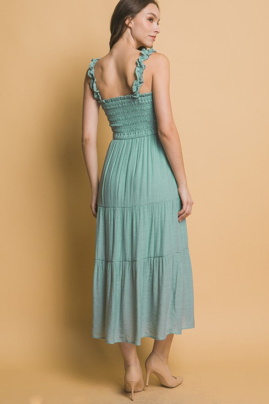 SMOCKED BODICE MAXI DRESS