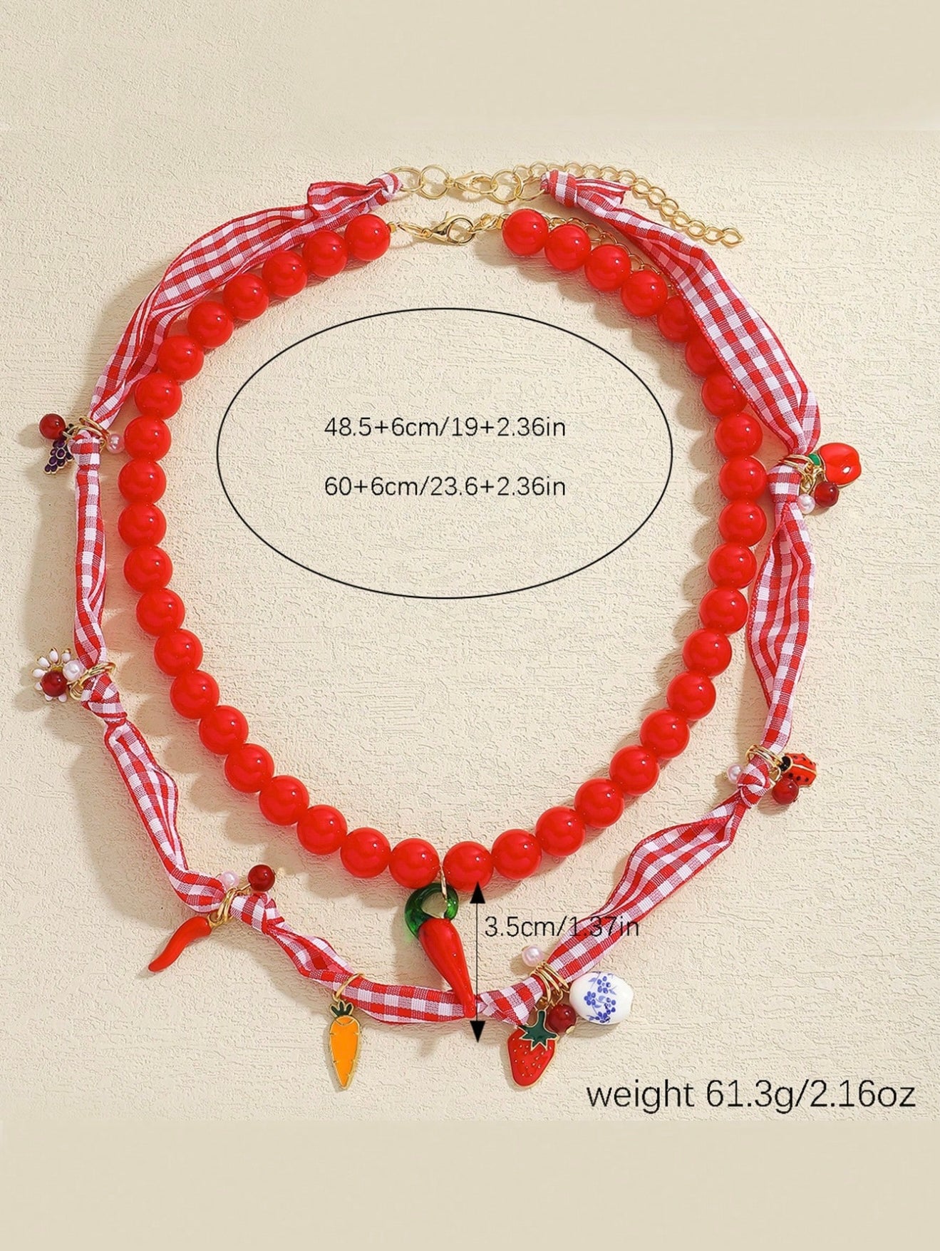 CHILI STRAWBERRY BEADED NECKLACE SET