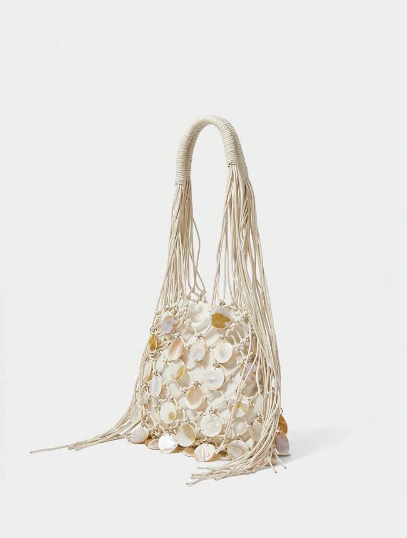 SHELL CROCHET TASSEL BEACH HANDBAG