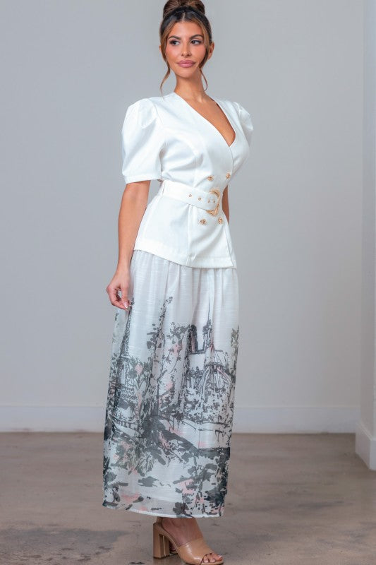 SHORT SLEEVES BLAZER MAXI DRESS