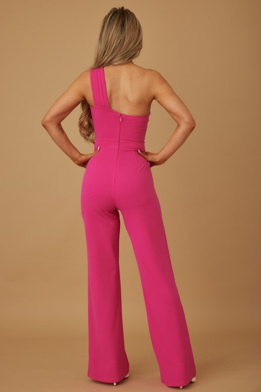 ONE SHOULDER BELTED JUMPSUIT
