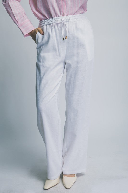 LINEN WIDE LEG PULL ON PANTS