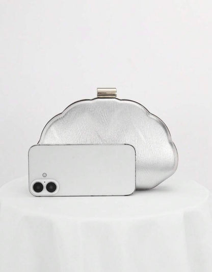 SEASHELL PU LEATHER BOX SHAPED EVENING CLUTCH BAG