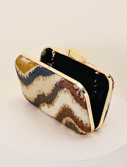 MULTI COLOR SEQUIN EVENING CLUTCH BAG