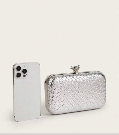 TEXTURED LEATHER EVENING CLUTH BAG