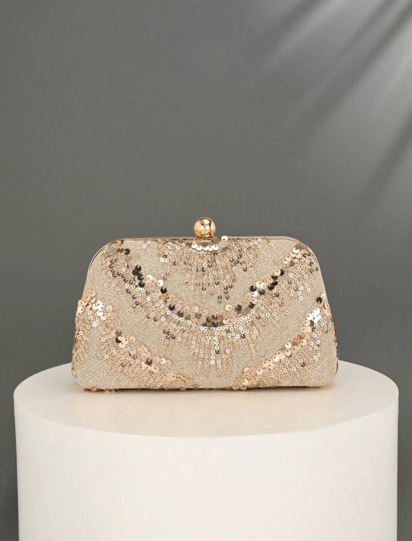 VINTAGE SHINY SEQUINED EMBROIDERED EVENING CLUTCH