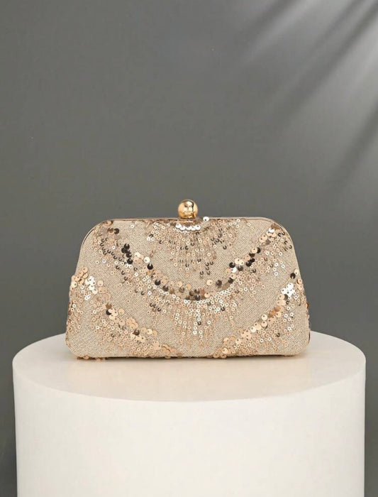 VINTAGE SHINY SEQUINED EMBROIDERED EVENING CLUTCH