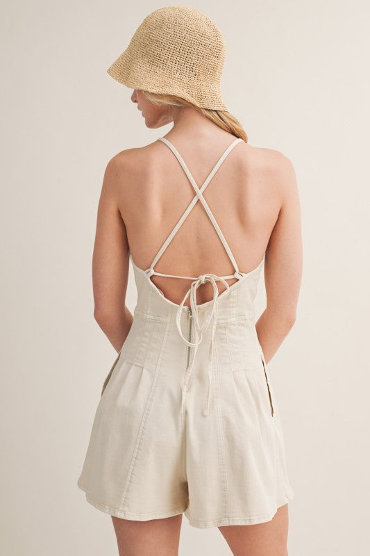 BACKLESS STRAPPY FLARE ROMPER