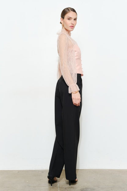 LUXE LACE MOCK NECK LONG SLEEVES BLOUSE