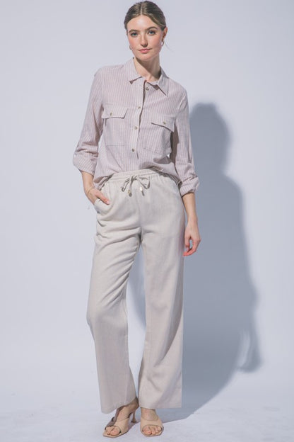 LINEN WIDE LEG PULL ON PANTS