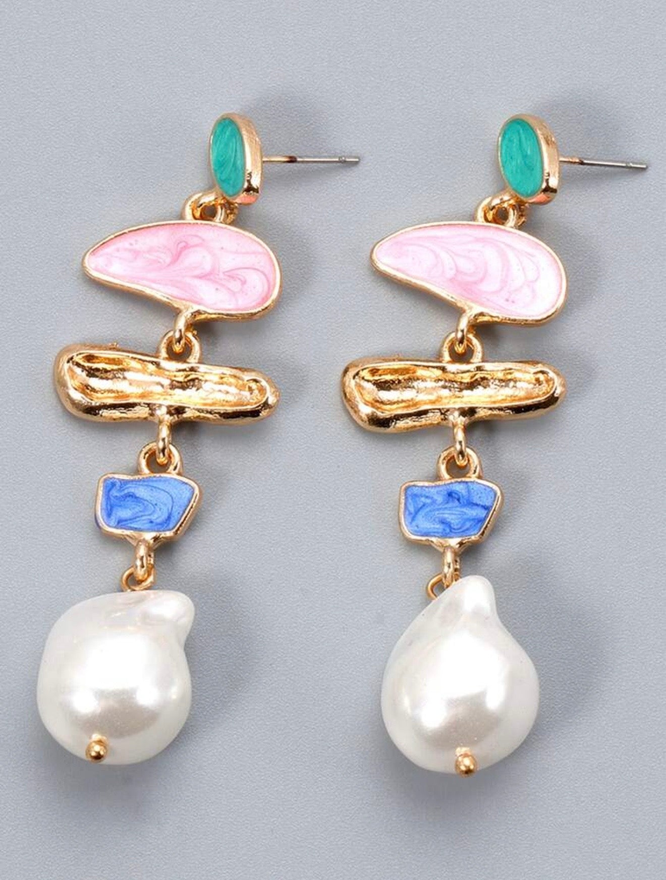 FAUX PEARL MULTICOLOR DROP EARRINGS