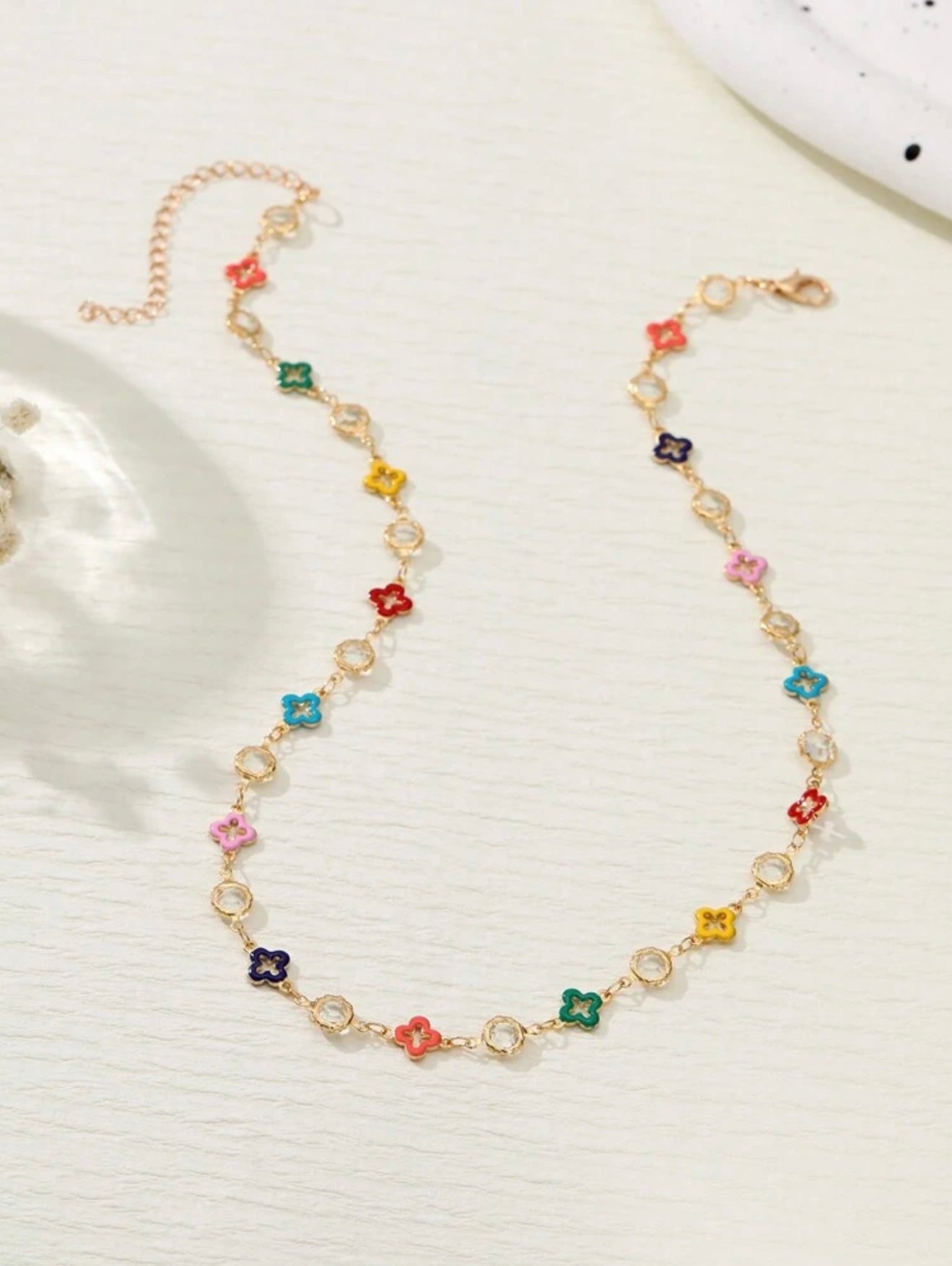 COLORFUL FLOWER CHAIN NECKLACE