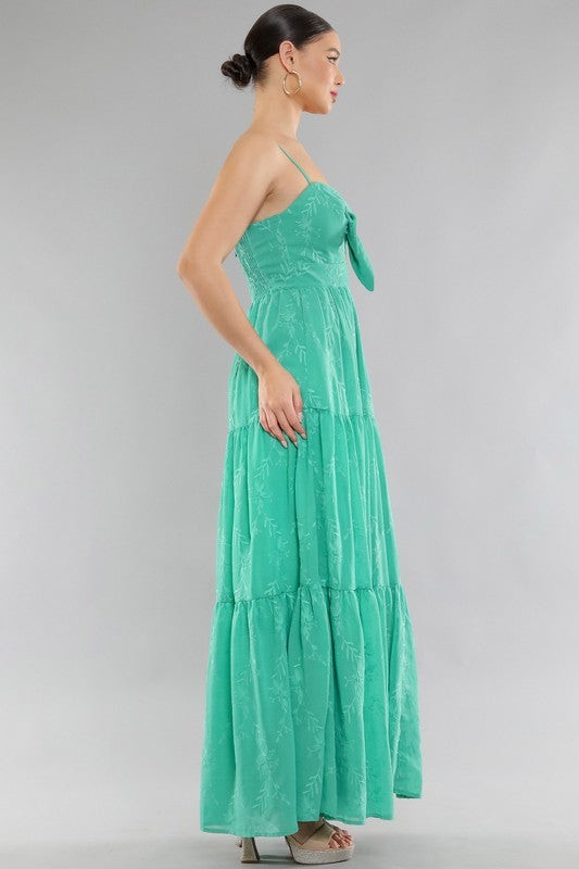 Spaghetti Front Tie Keyhole Maxi Dress