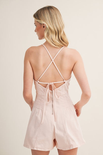 BACKLESS STRAPPY FLARE ROMPER