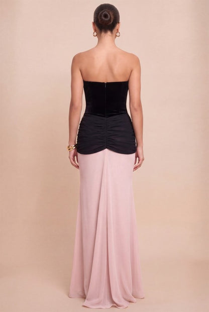 VELVET CHIFFON MAXI DRESS