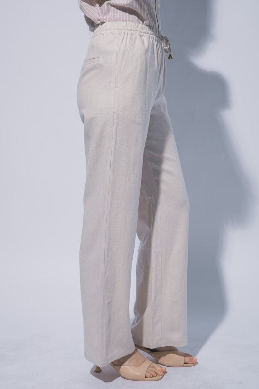 LINEN WIDE LEG PULL ON PANTS