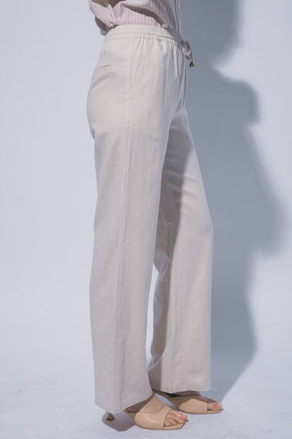 LINEN WIDE LEG PULL ON PANTS