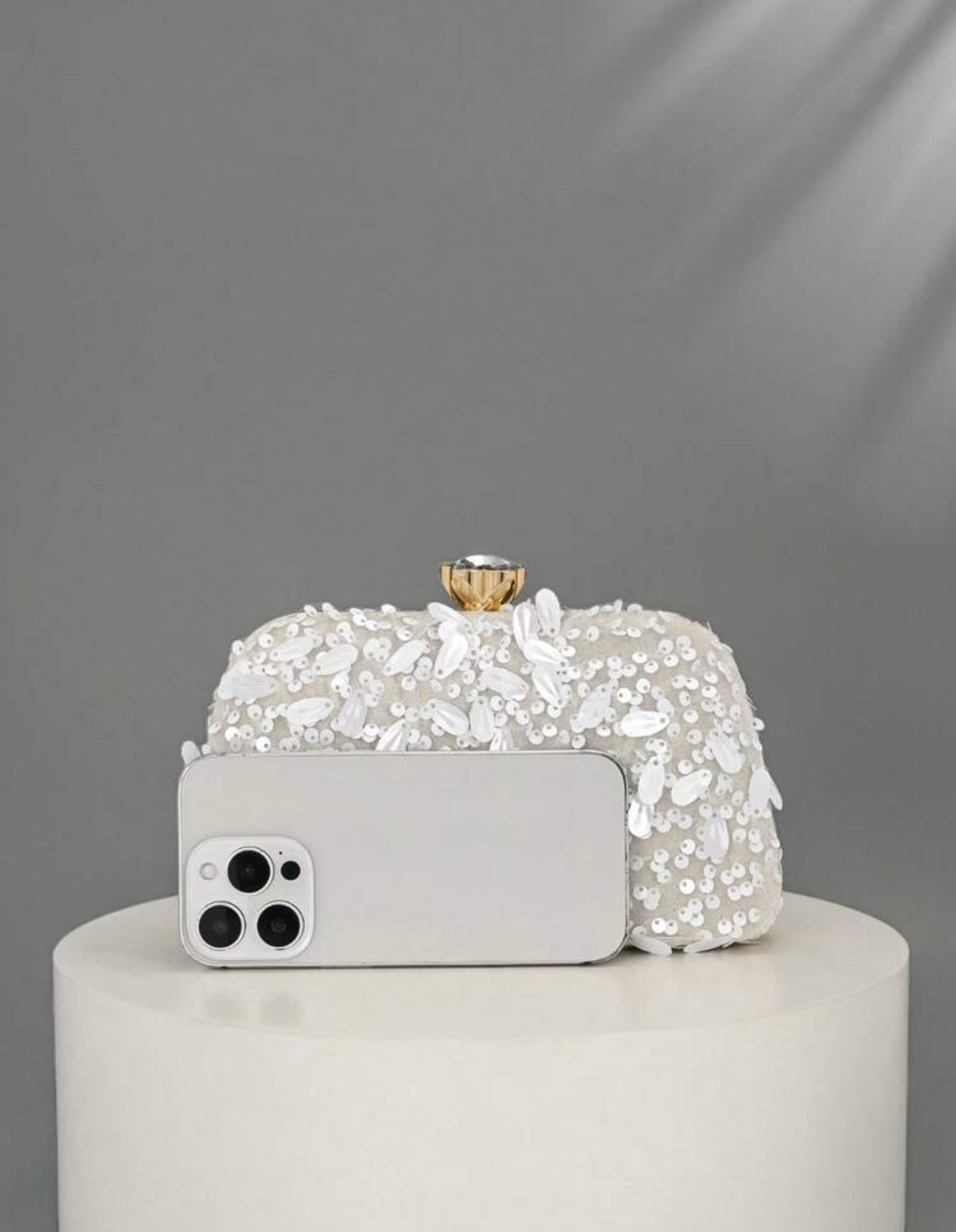 FLORAL PATTERN SEQUINED EVENING CLUTCH BAG