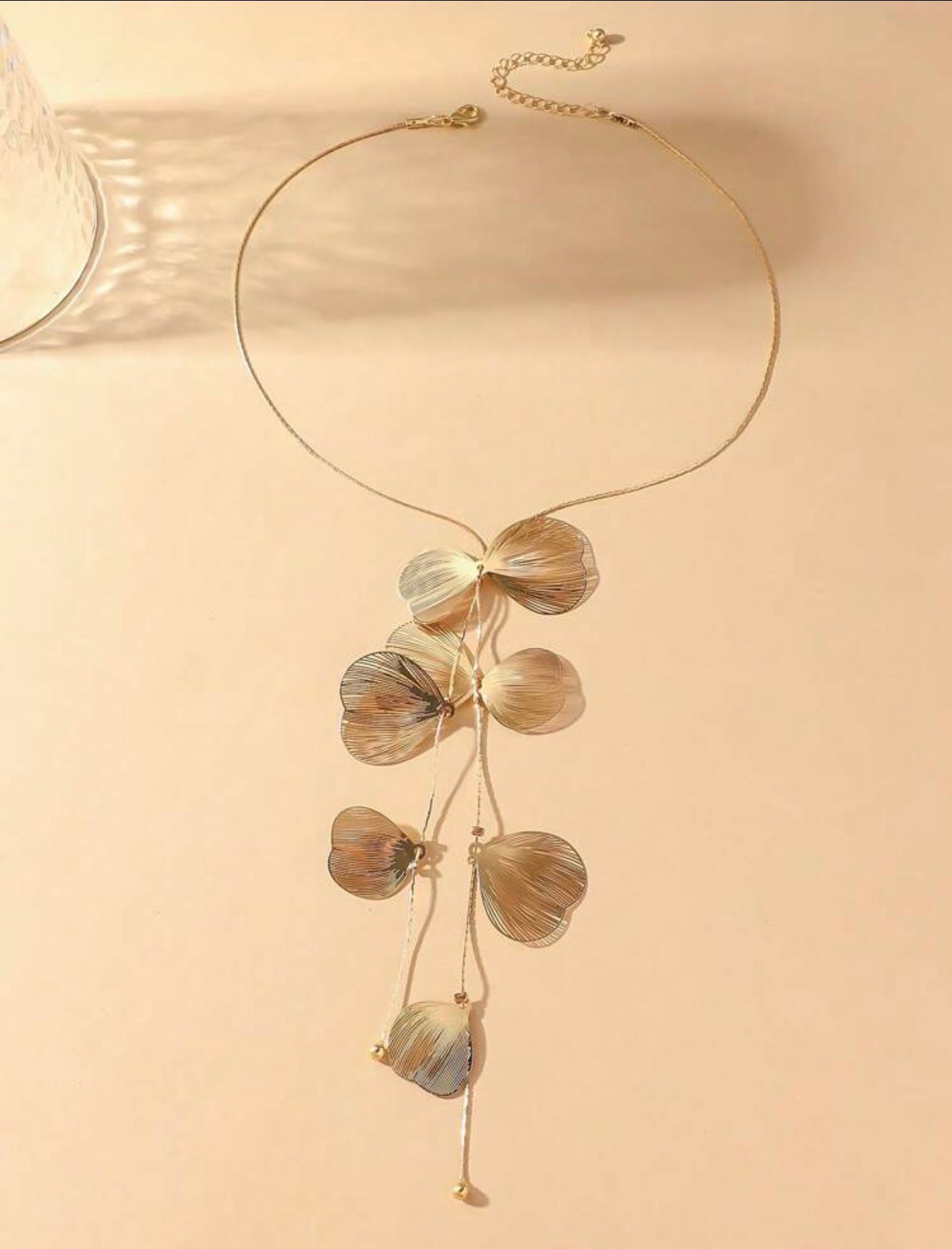 3 PCS METALLIC TASSEL Y SHAPED NECKLACE AND EARRINGS SET