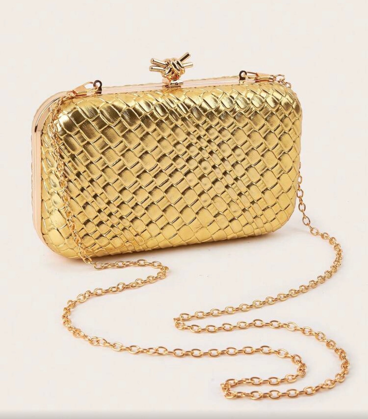 TEXTURED LEATHER EVENING CLUTH BAG