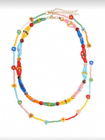 BOHEMIAN COLORED BEADED NECKLACE