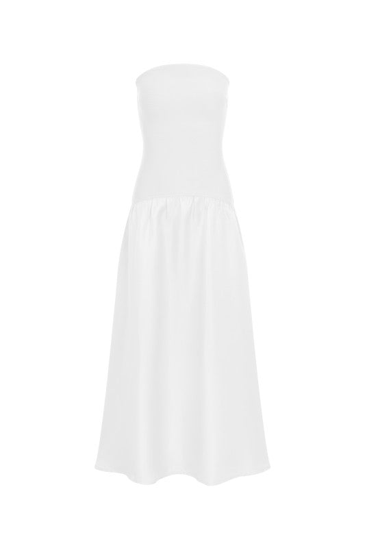 Mirelle Hybrid Bandage Satin Midi Dress