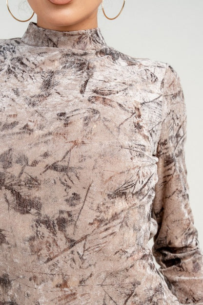 LONG SLEEVE MOCK NECK BODYCON MINI DRESS