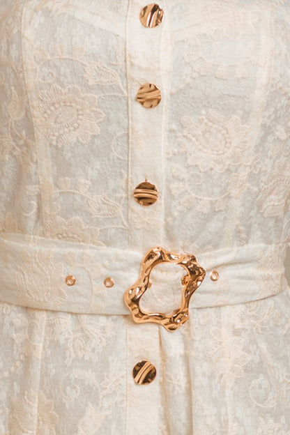 BELTED LACE MAXI DRESS