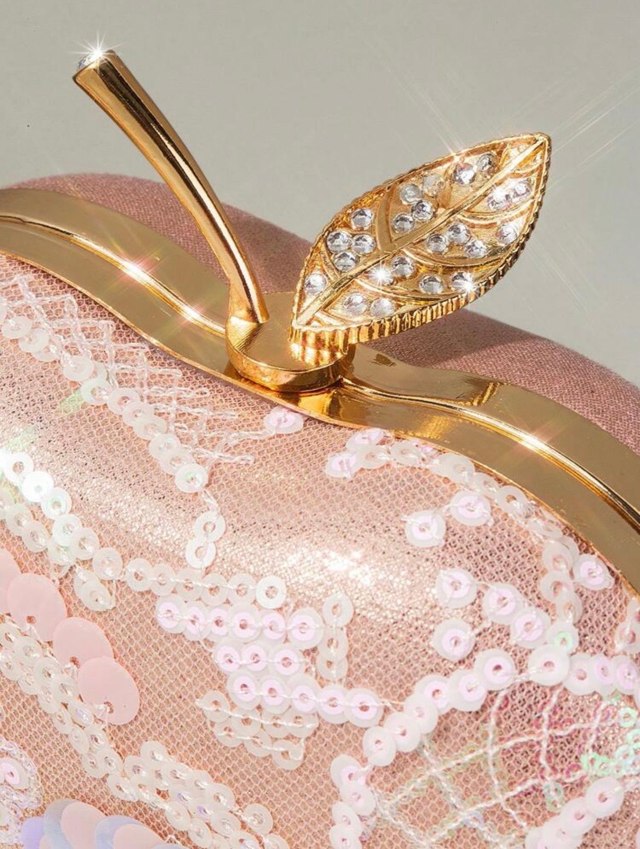 PINK APPLE SHAPED SEQUIN EVENING CLUTCH