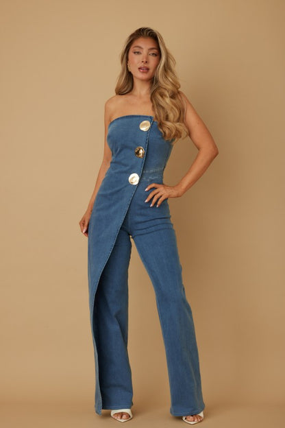 OPEN FLAP LAYER STRAPLESS JUMPSUIT