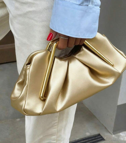 VINTAGE ASYMMETRICAL RUFFLE CLOUD CLUTCH BAG