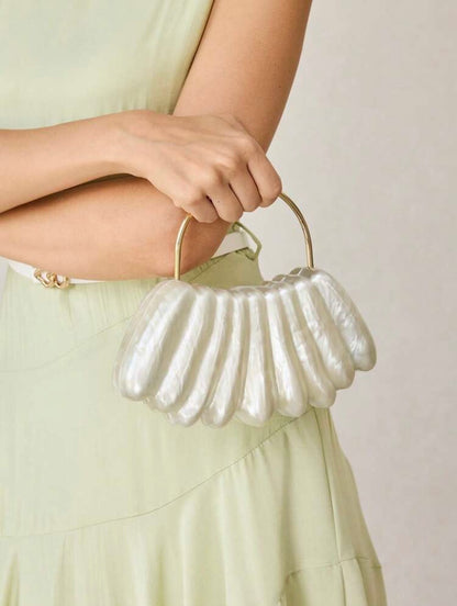ACRYLIC SHELL SHAPED EVENING CLUTCH BAG