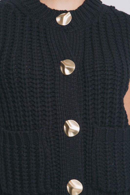 GOLD BUTTON DOWN KNIT VEST