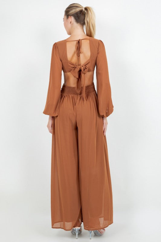 RIGHT FRONT CUT OUT CHIFFON JUMPSUIT