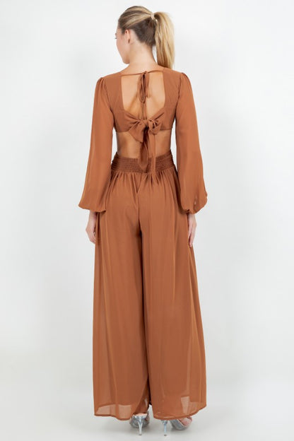 RIGHT FRONT CUT OUT CHIFFON JUMPSUIT