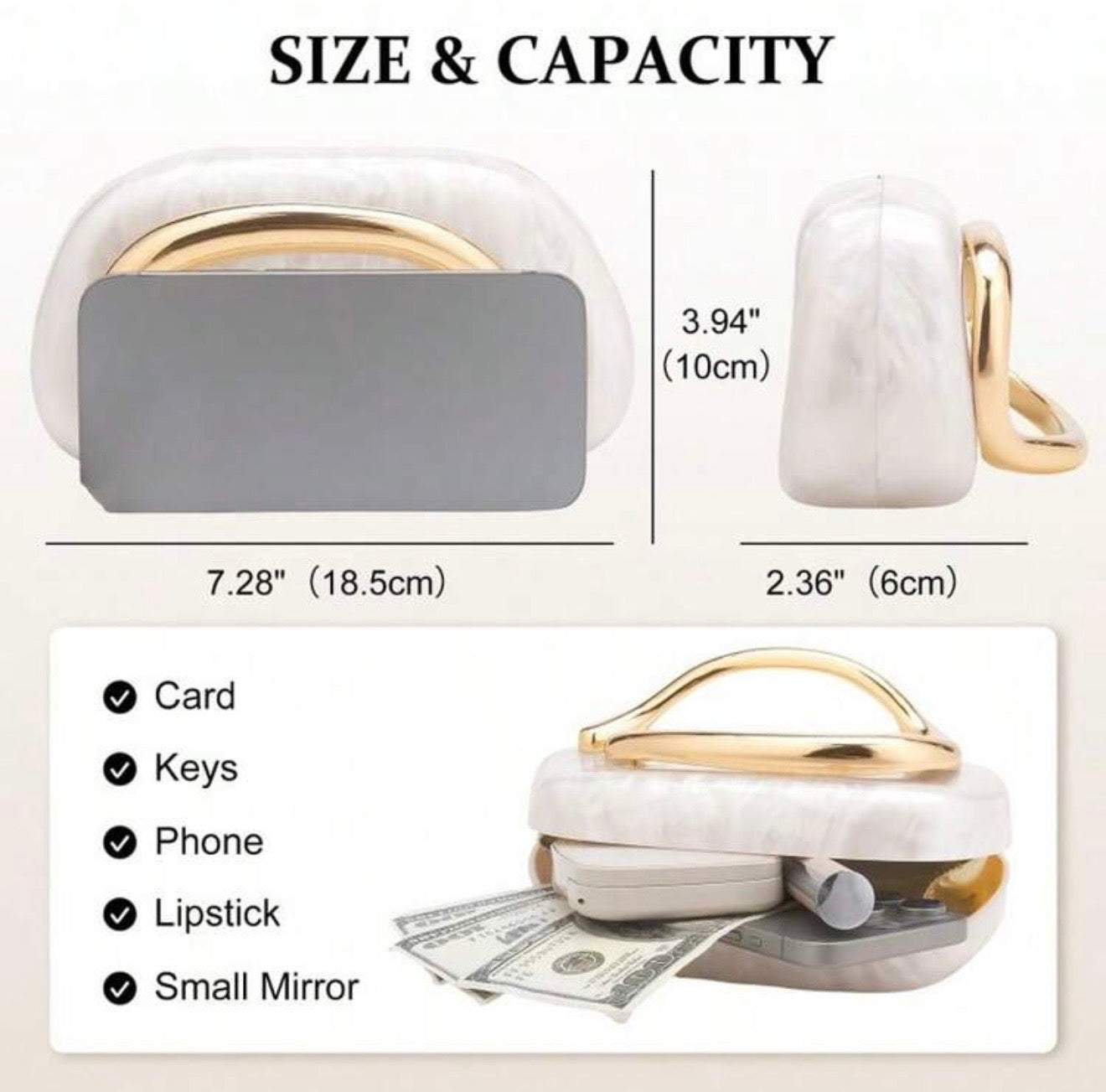 ACRYLIC SHELL BOX EVENING CLUTCH PURSE