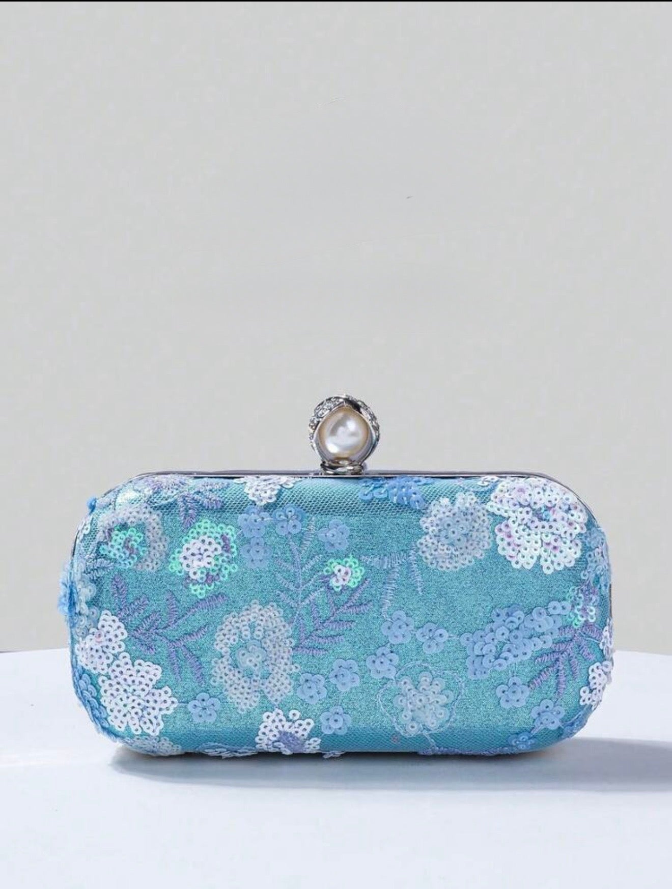 FLORAL SEQUIN EVENING CLUTCH BAG