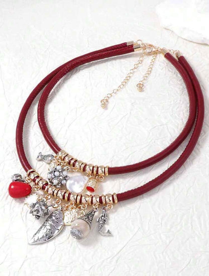 PU LEATHER MULTI LAYER NECKLACE