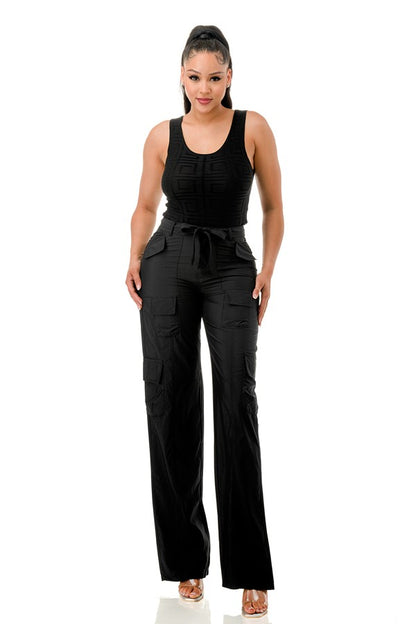 BODYSUIT WITH CARGO PANTS SET