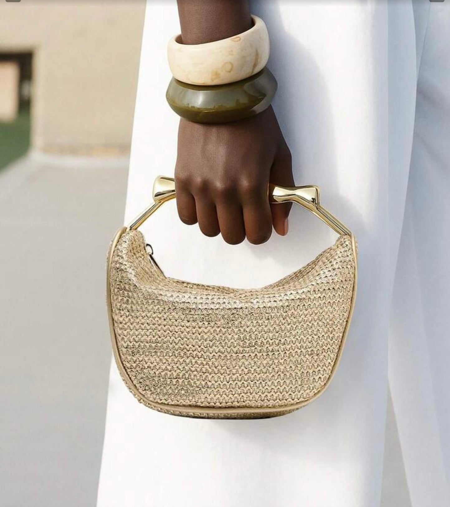 WOVEN METALLIC CUMMER CLUTCH BAG