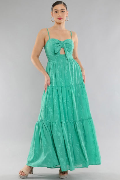 Spaghetti Front Tie Keyhole Maxi Dress