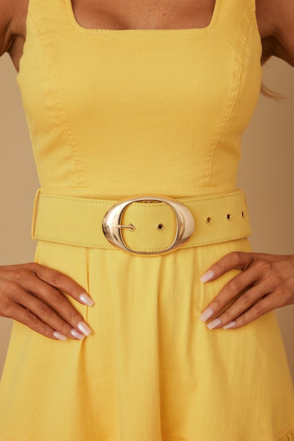 DENIM BELTED MIDI DRESS