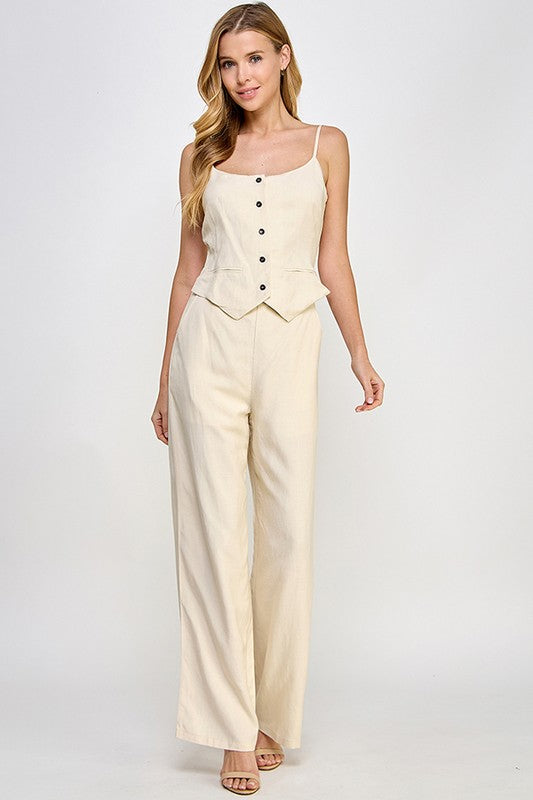 CAMI VEST LINEN JUMPSUIT