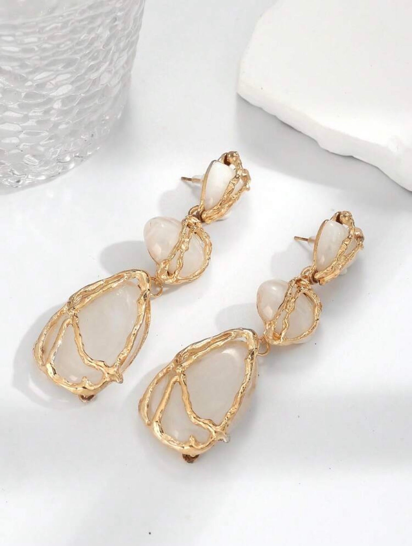 RESIGN STONE LONG DANGLE EARRINGS