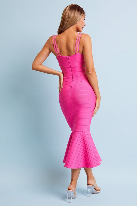 Bandage Belted Bodycon Midi Dress