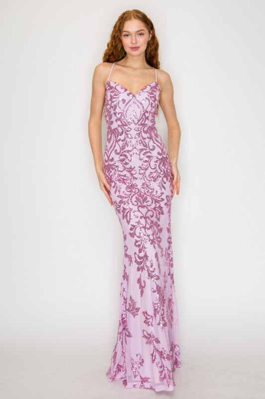 Sequin Embellished Criss Cross Maxi Dress