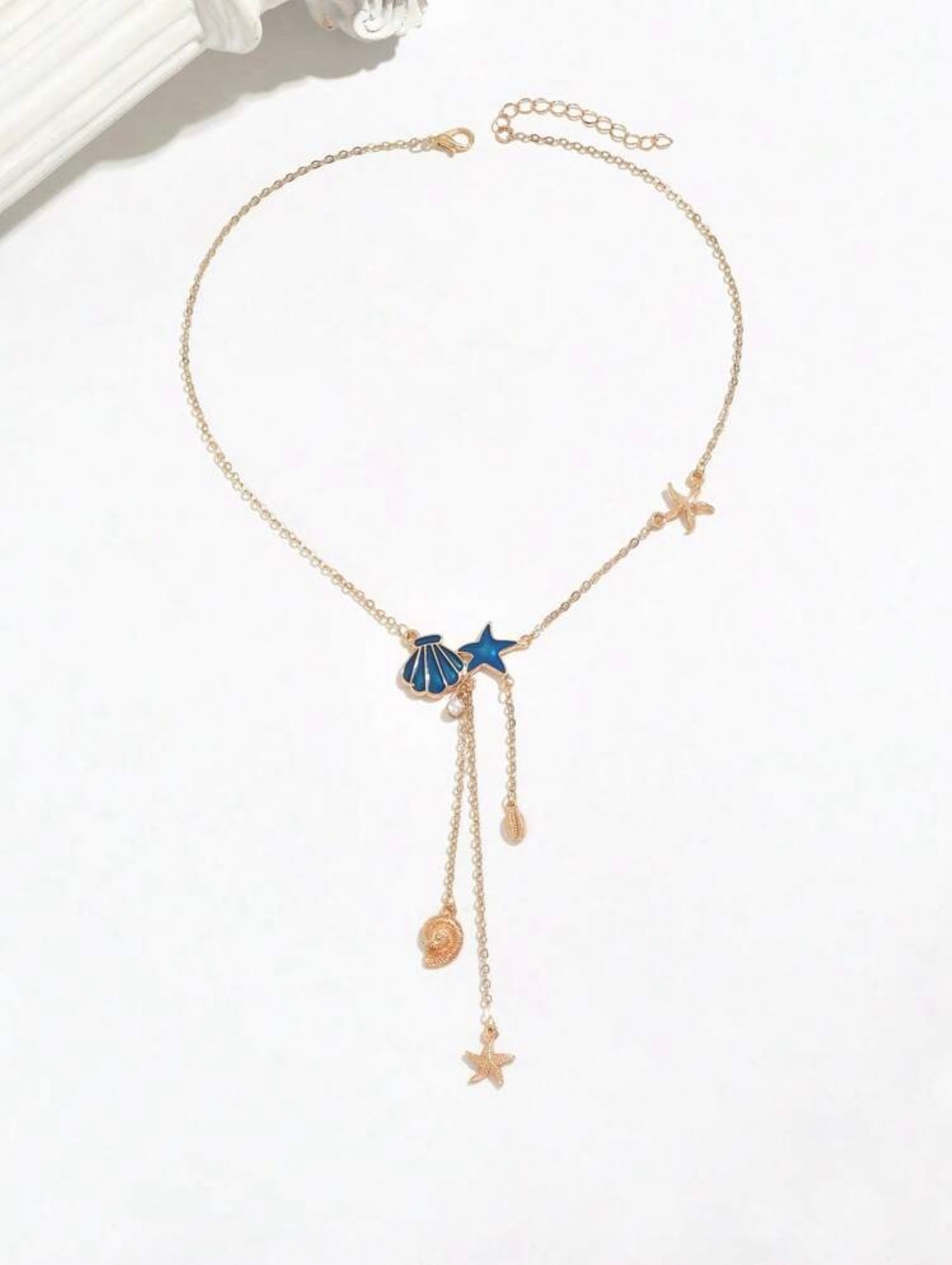 STARFISH & SHELL PENDANT NECKLACE