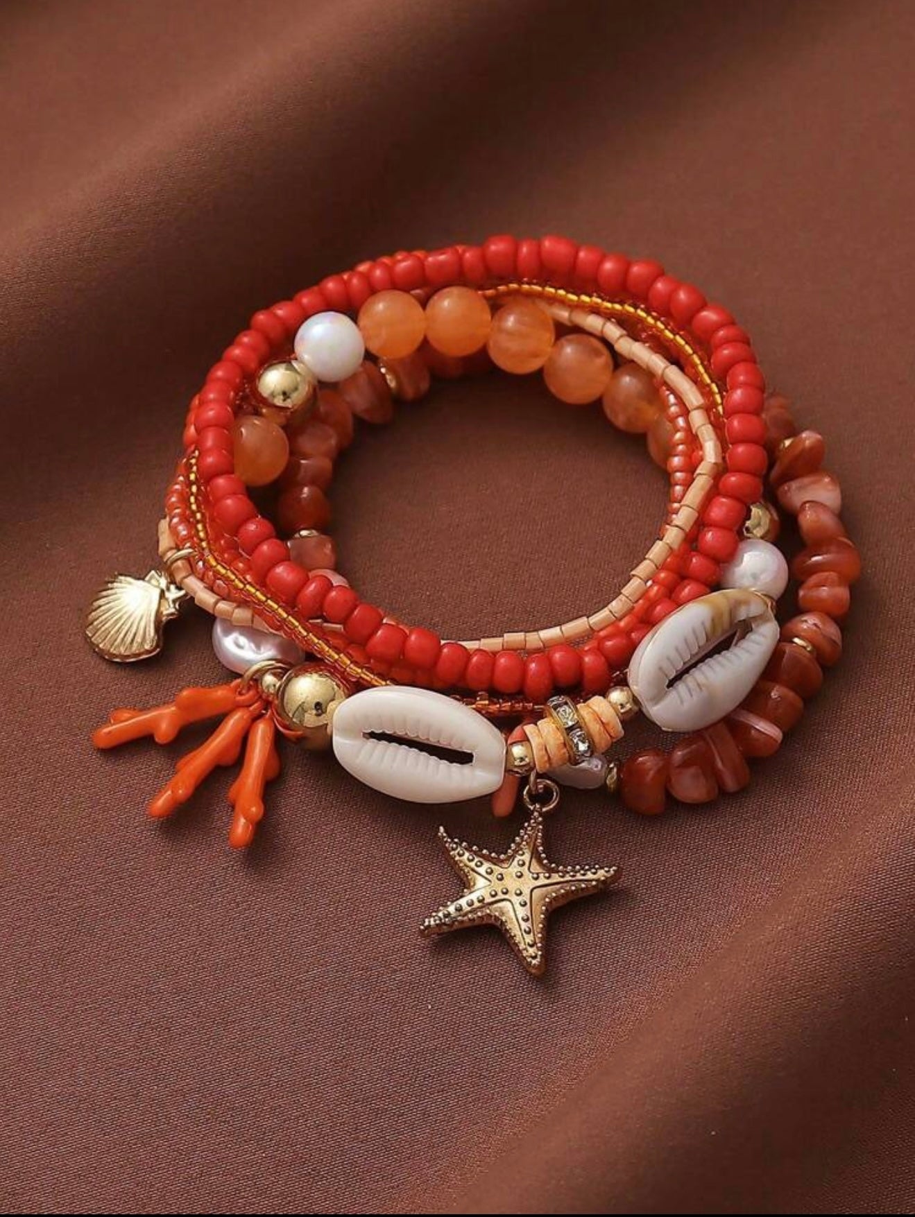 6 PCS BEADED ELASTIC BRACELET