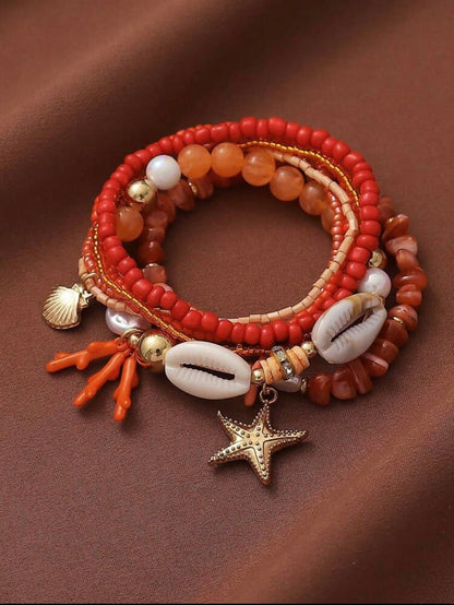 6 PCS BEADED ELASTIC BRACELET