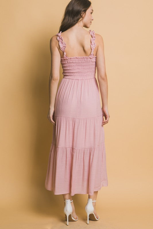 SMOCKED BODICE MAXI DRESS